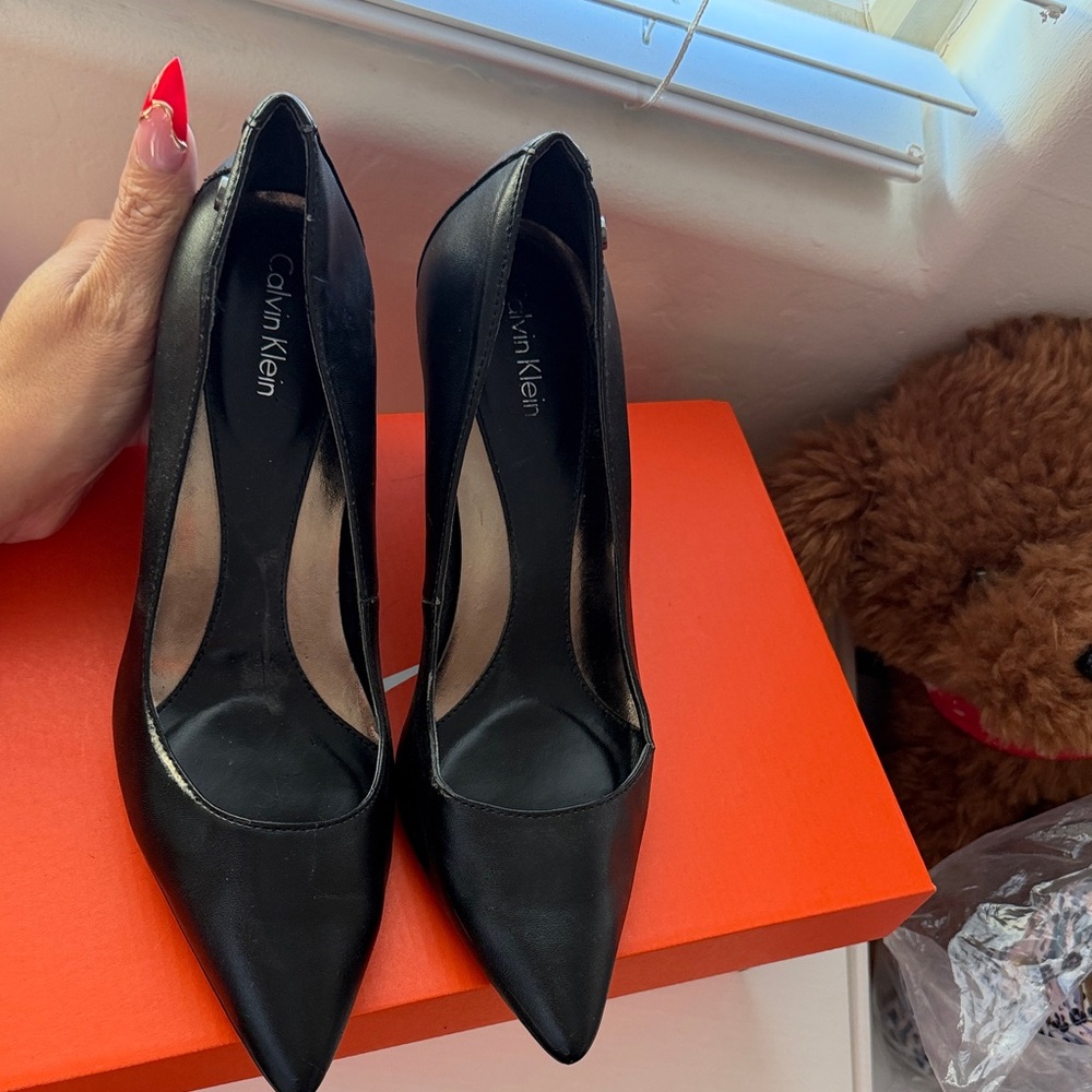 Calvin Klein Black Pointed Toe Heels